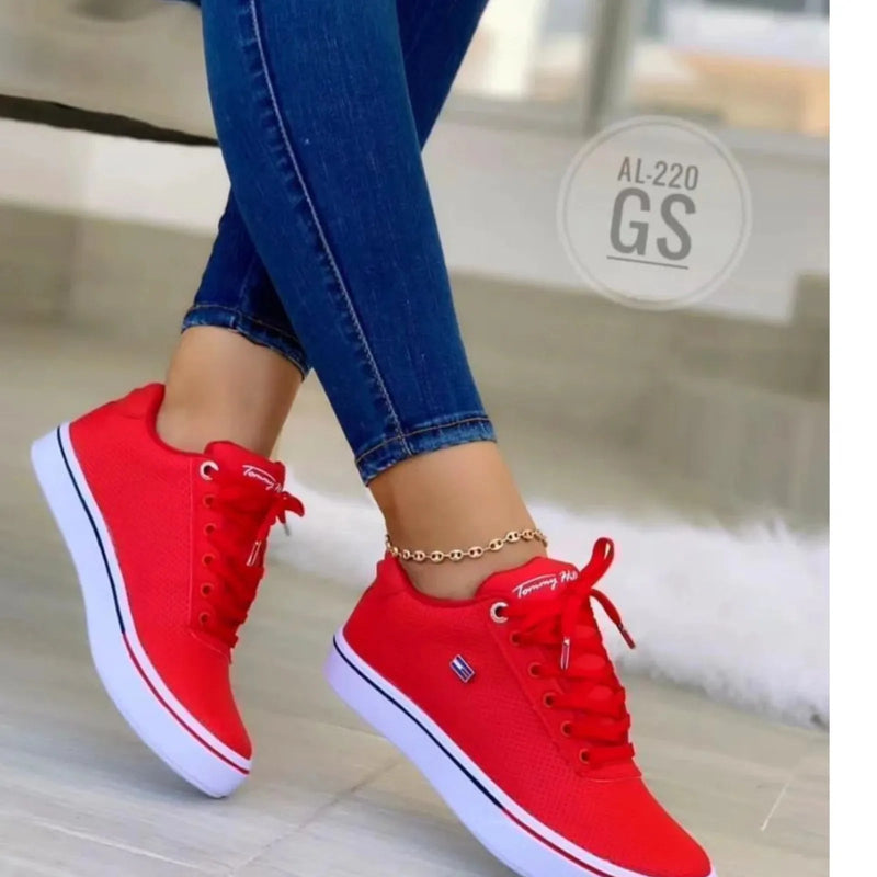 Tenis esportivos de sola plana tendência luxo