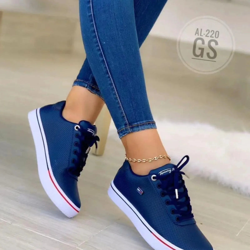 Tenis esportivos de sola plana tendência luxo